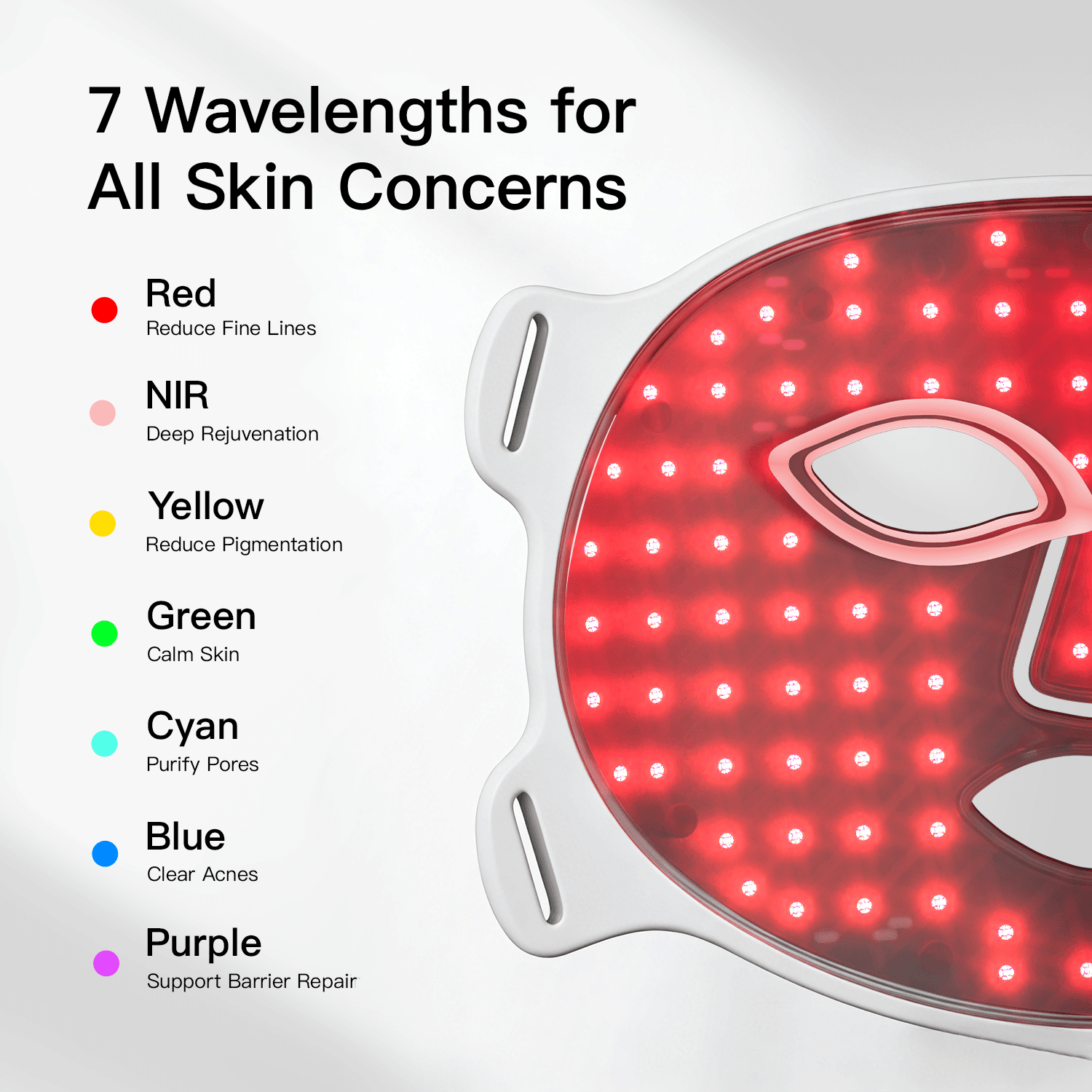 Close view of the illuminated inside surface of the MEGELIN JML1 face mask.
