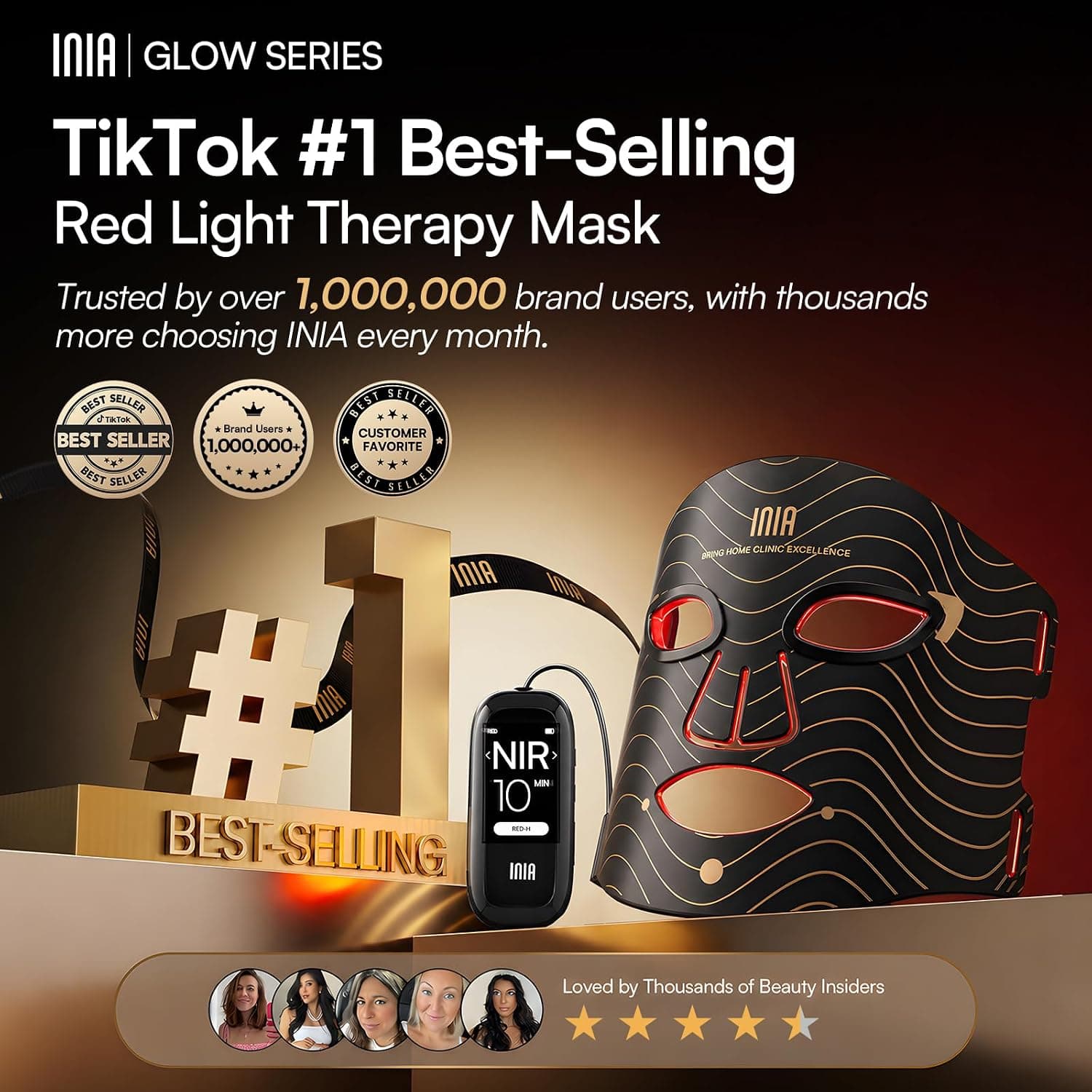 INIA Red Light Therapy Mask official Amazon listing image 2
