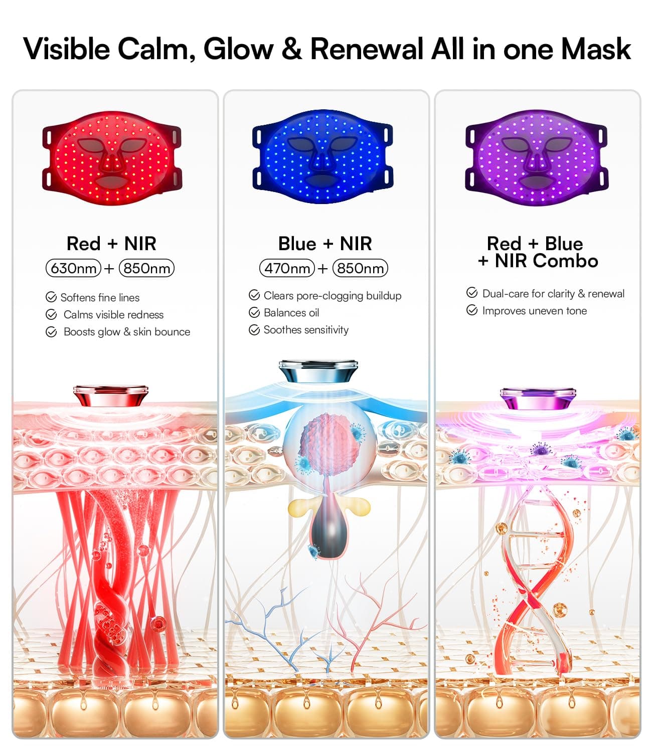 INIA Red Light Therapy Mask official Amazon listing image 3