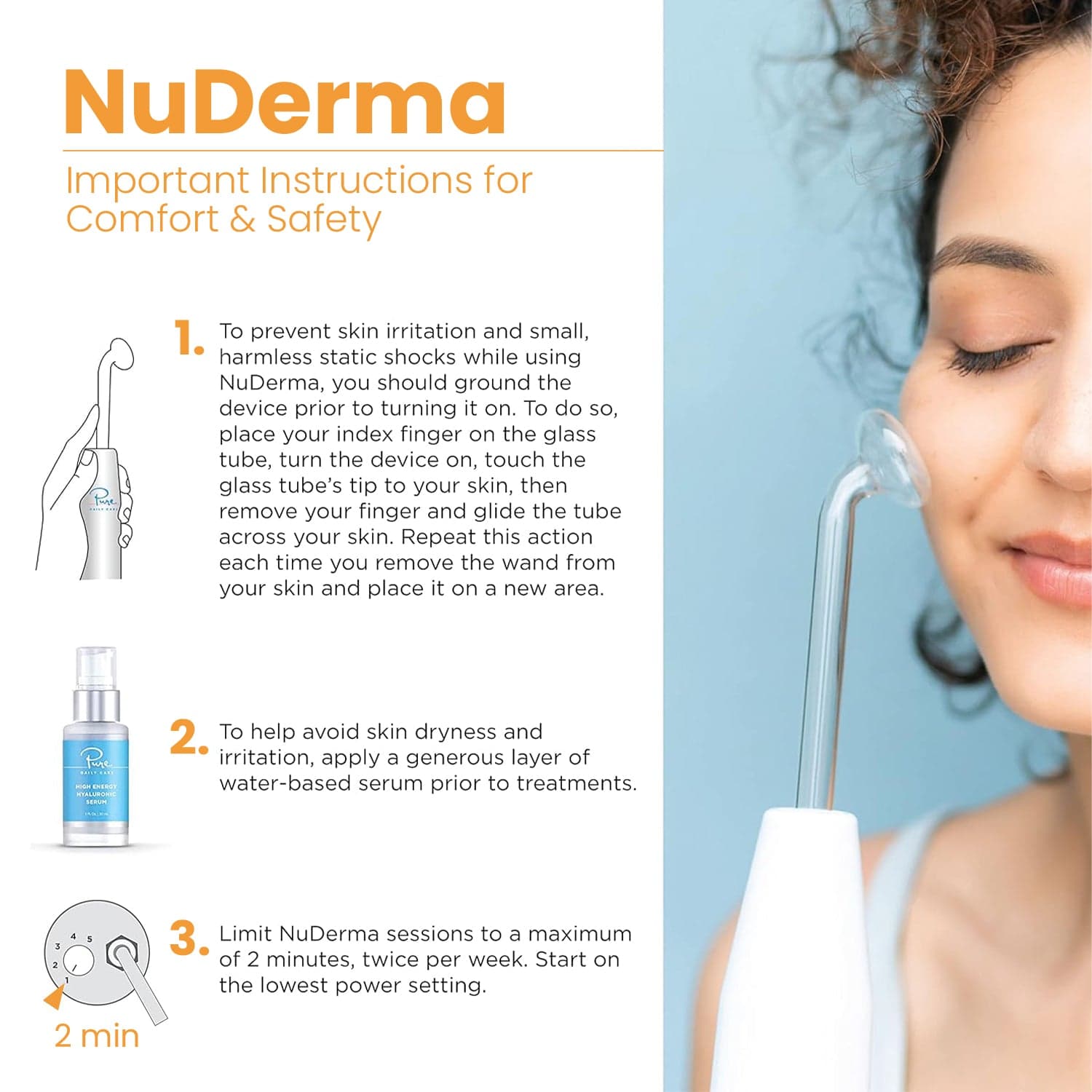 Official usage diagram for the NuDerma Standard Neon JX-006A wand.