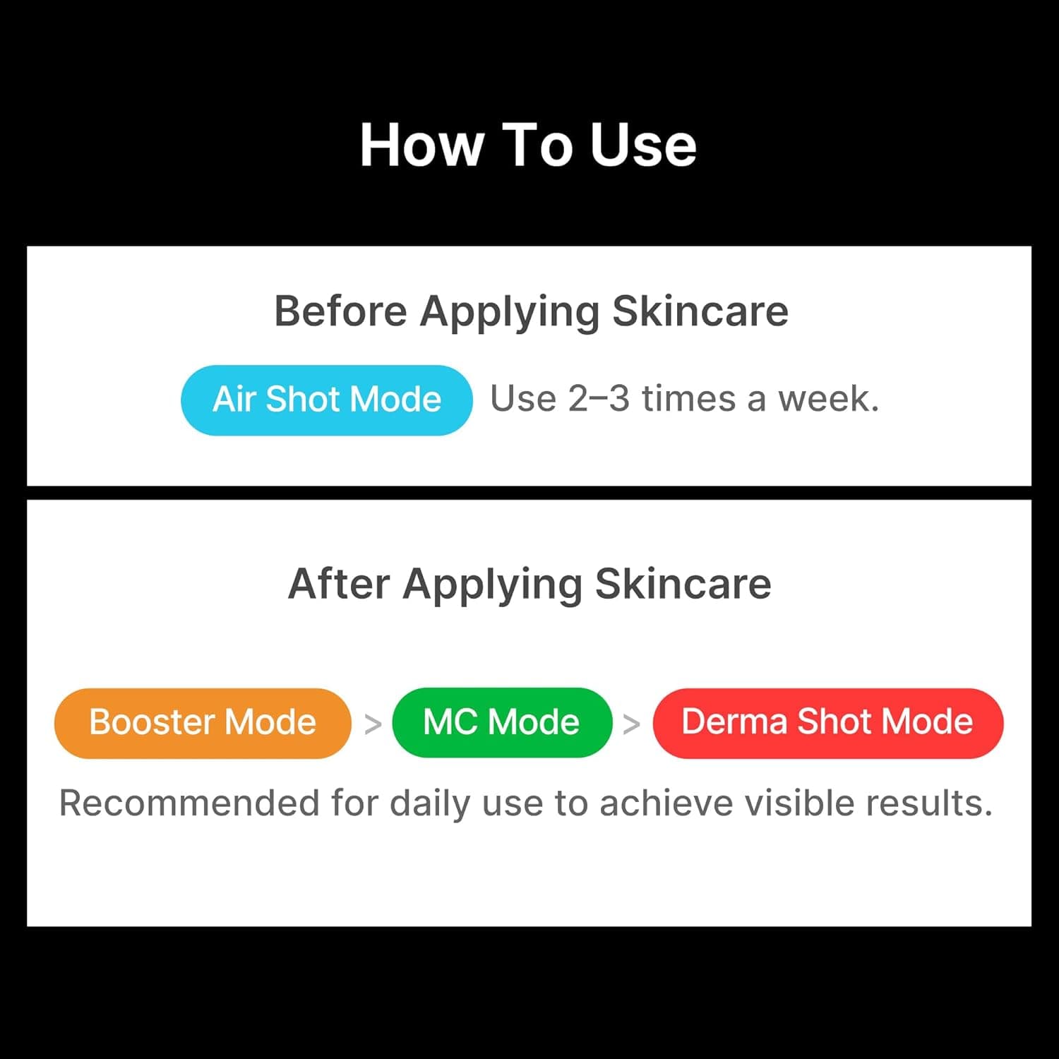 Official listing instructions for using Booster Pro modes